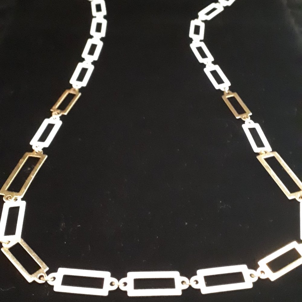 1970's White and Brass Mod Necklace